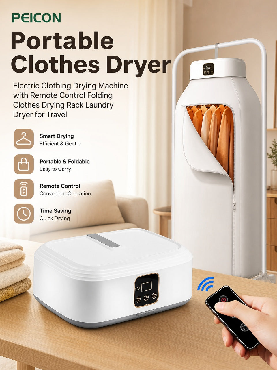 Portable Clothes Dryer with Remote Control