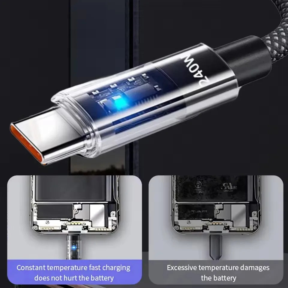 240W USB-C Fast Charging Cable With LED Power Display