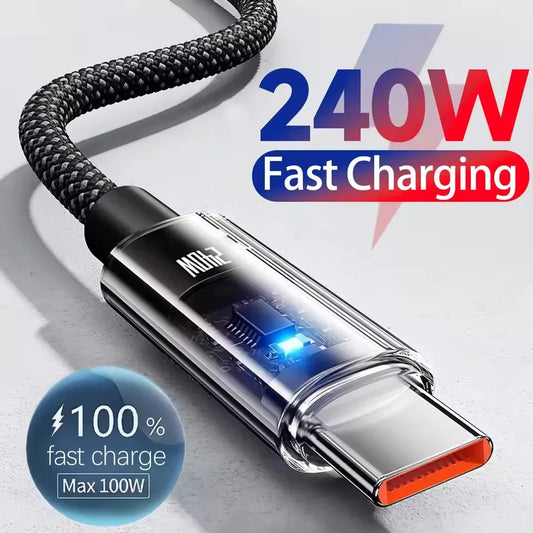 240W USB-C Fast Charging Cable With LED Power Display